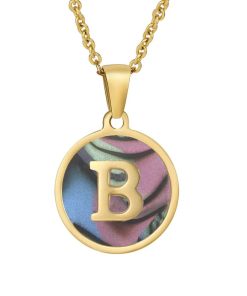 Collar con Inicial de Acero Inoxidable - Letra "B"