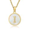 Collar con Inicial de Acero Inoxidable - Letra "I" Dorada con Blanco